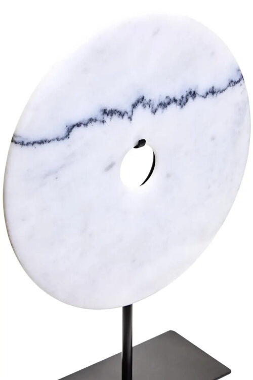 Medium White Marble Round Disc Sculpture - Image 2