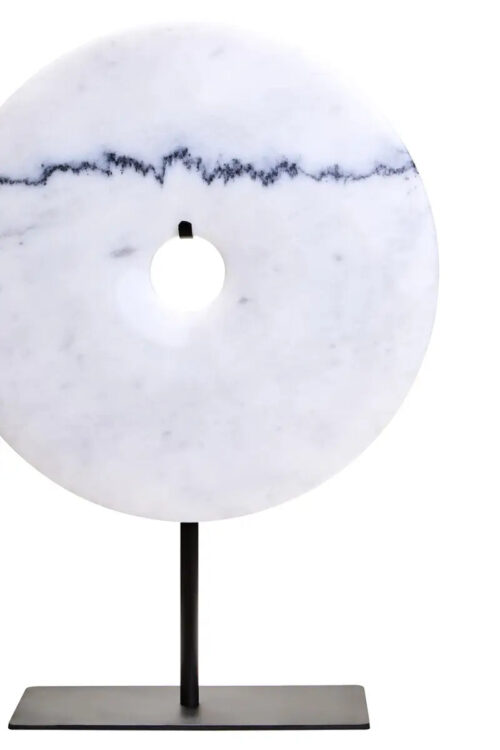 Medium White Marble Round Disc Sculpture - Image 4