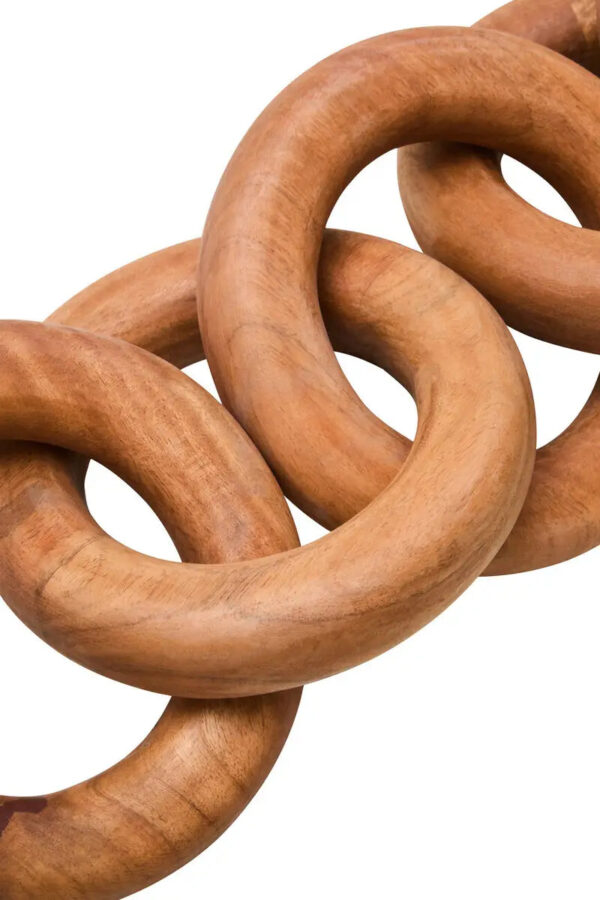 Natural Wood 5 Link Circles Chain Sculpture - Image 3