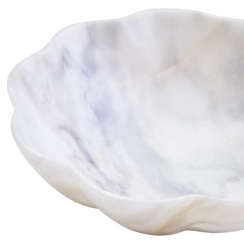 Small Scalloped White Marble Bowl - Image 3