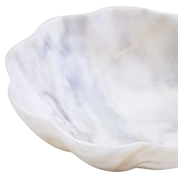 Small Scalloped White Marble Bowl - Image 3