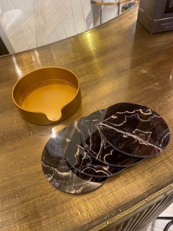 Gold And Black Marble Effect Coasters (set of 4) - Image 2