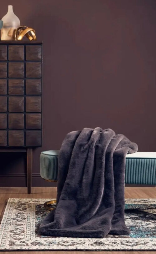 Grey Faux Fur Throw - Image 2