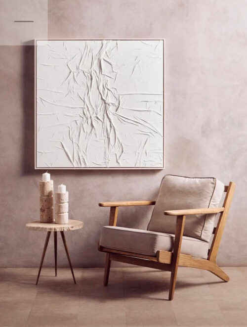 White Pleated Fabric Wall Art - Image 2