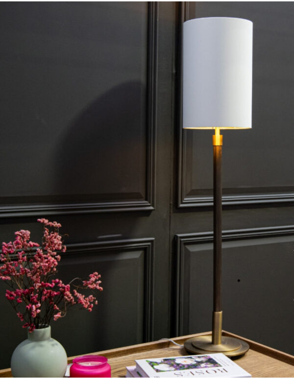 Tall Antique Brass Table Lamp - Image 6