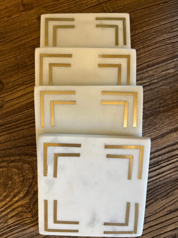 Viph352 Sqaure white/gold coasters - Image 2