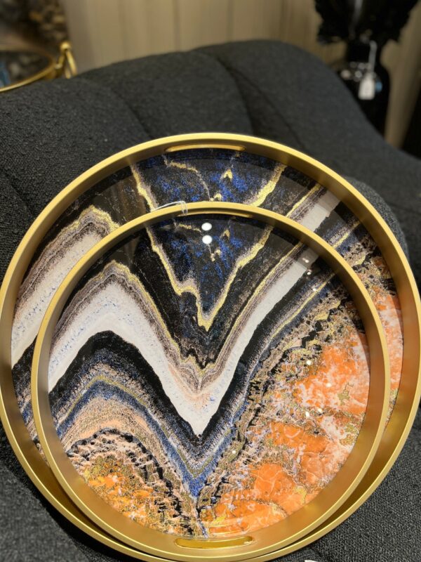 Orange Abstract set of 2 Trays - Image 2