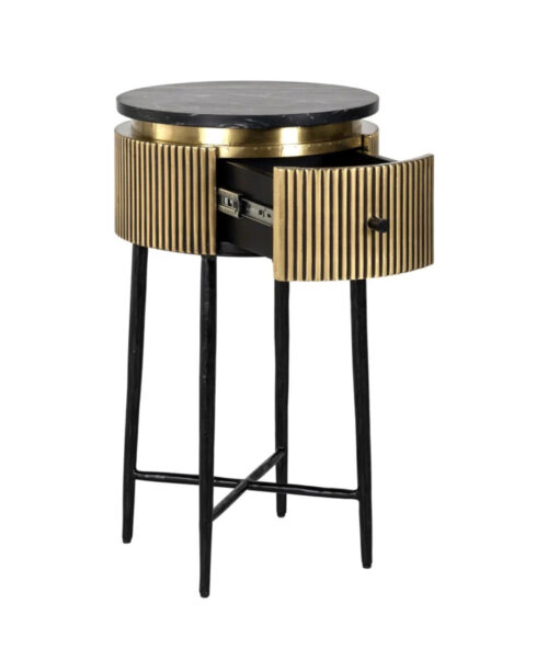 Gold & Marble 1 Drawer side/end Table - Image 3