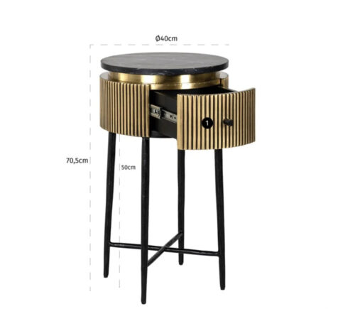 Gold & Marble 1 Drawer side/end Table - Image 2