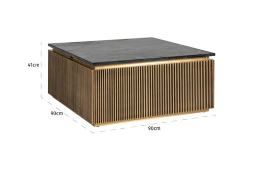 Gold Marble Square Coffee Table - Image 2