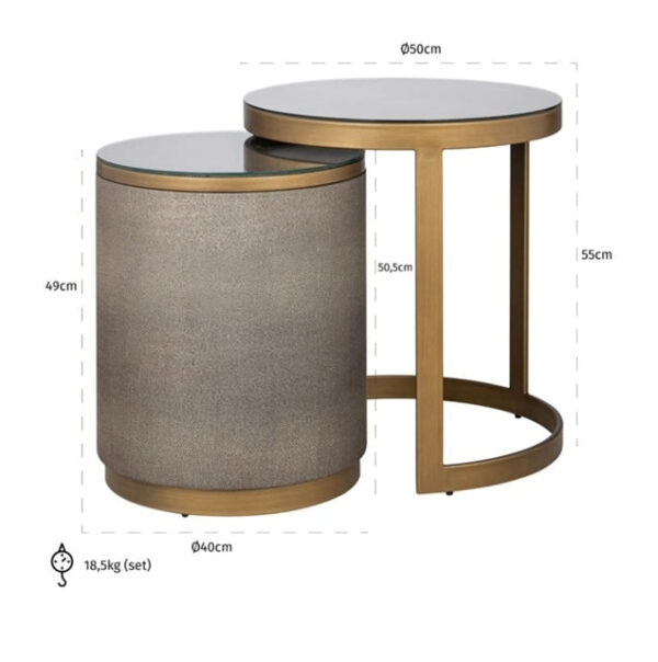 Shagreen set of 2 Side/end tables - Image 2