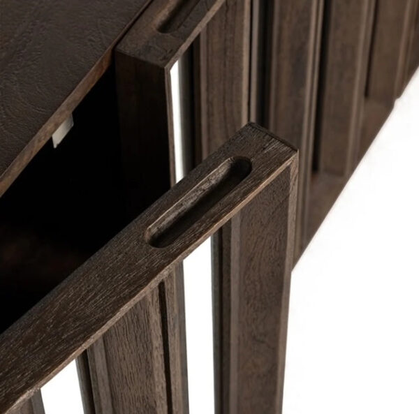 Mango & mirror 4 Door TV Unit (Brown) - Image 4