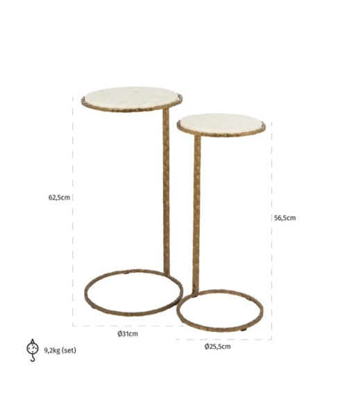 Gold Metal/Marble Set of 2 Side/End Tables - Image 2