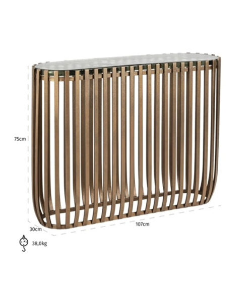 Gold/Glass console table - Image 2