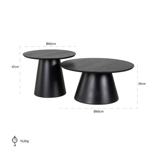 Set of 2 Black Coffee tables - Image 2