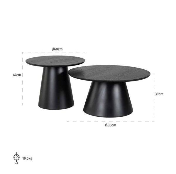 Set of 2 Black Coffee tables - Image 2