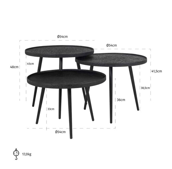 Black Coffee Table (Set of 3) - Image 2