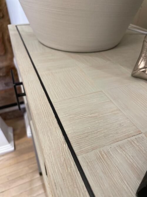 White Wood With Black Metal Trim Console - Image 4