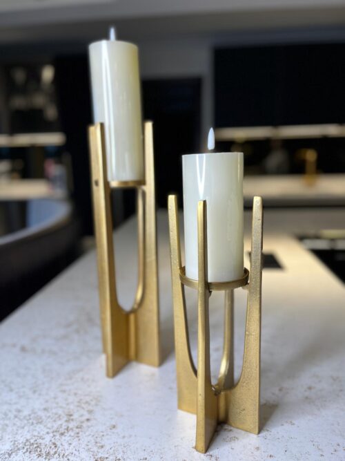 Large Gold Finish Candle Holder - Image 2