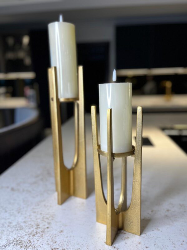 Large Gold Finish Candle Holder - Image 2