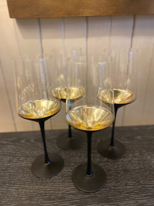 Black & Gold Red Wine Glasses