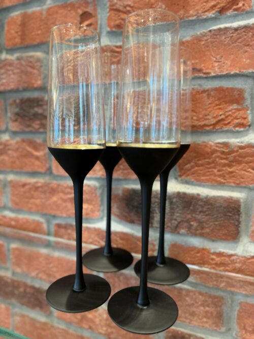Black & Gold Champagne Glasses
