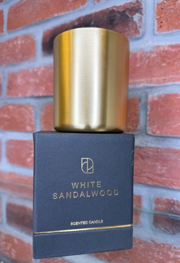 Vi1255.  White sandalwood Candle (Gold) - Image 2