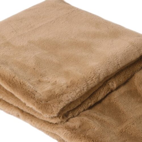 Large Caramel Faux Fur Throw - Image 2