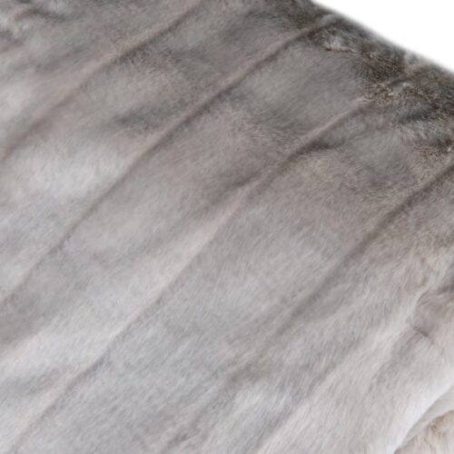 Large Oyster Stripped Faux Fur Throw - Image 2
