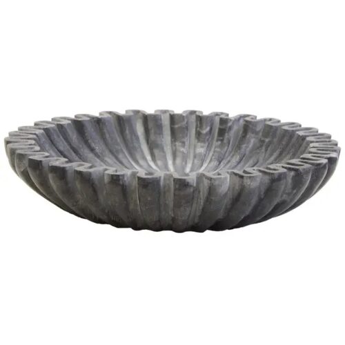 Fluted Bowl In Natural Or Grey Marble - Image 2