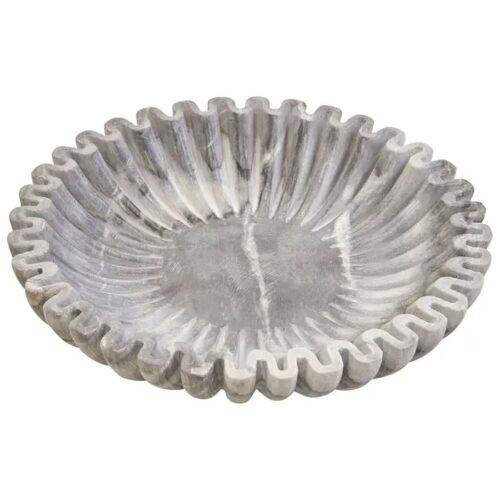 Fluted Bowl In Natural Or Grey Marble - Image 5