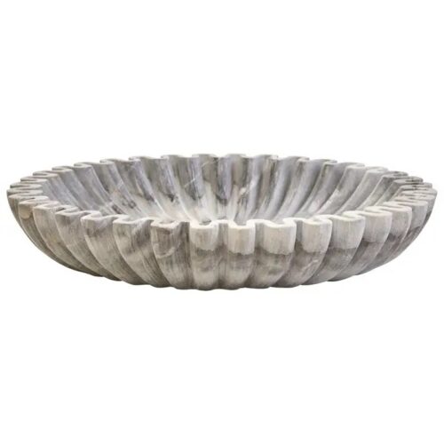 Fluted Bowl In Natural Or Grey Marble - Image 3