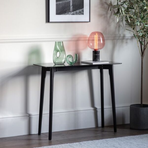 Black oak & Glass Console - Image 3