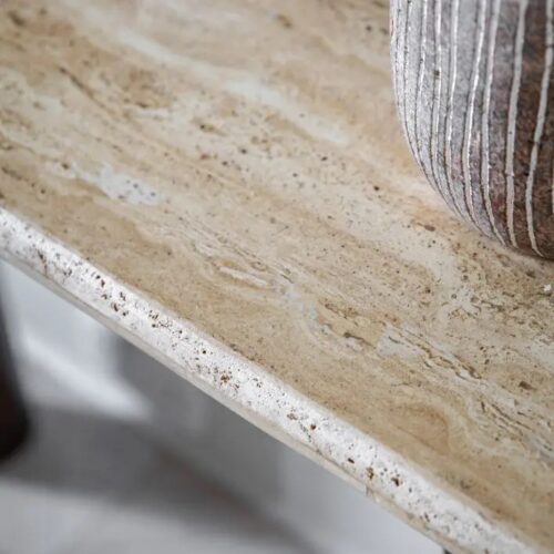 Travertine & Mango Wood Console - Image 4