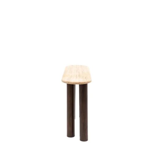 Travertine & Mango Wood Console - Image 3