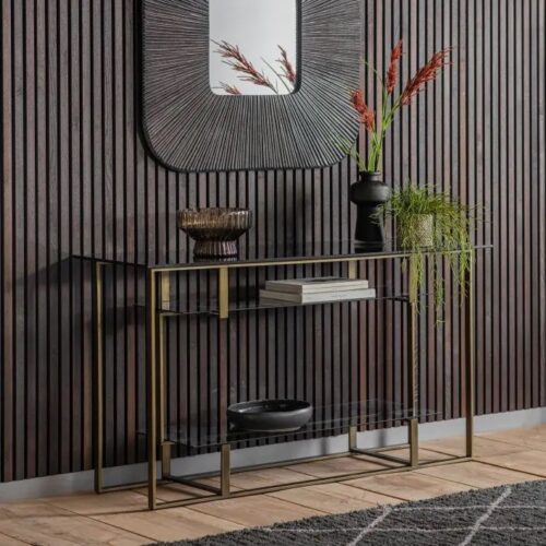 Thor Glass & Brass Console Table - Image 4