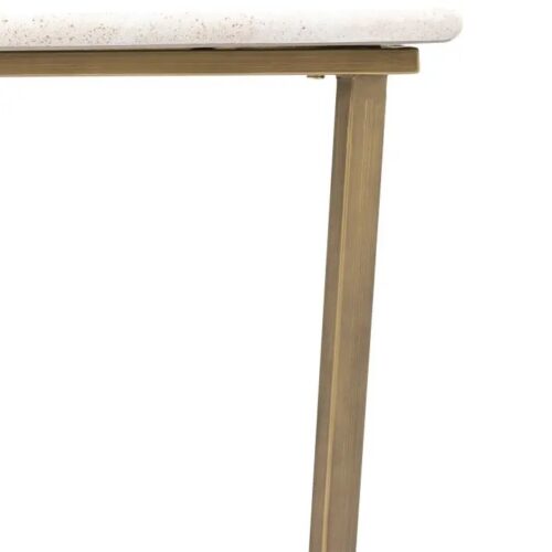 Gold & Travertine Effect Console Table - Image 5