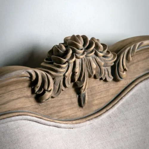 Weathered Finish Mindy Wood And Linen Upholstered Bedstead - French Chic - Image 6