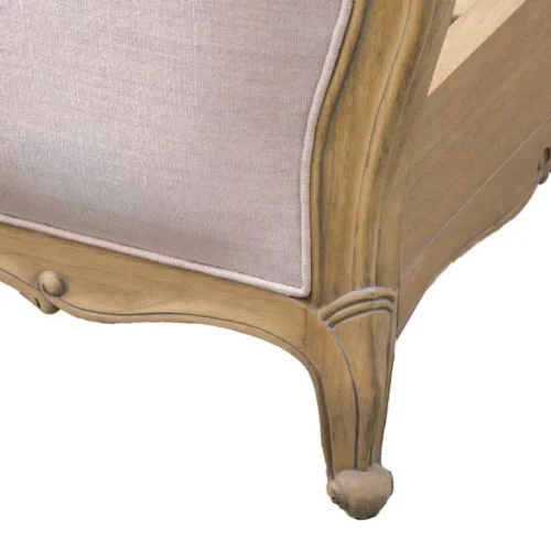 Weathered Finish Mindy Wood And Linen Upholstered Bedstead - French Chic - Image 5