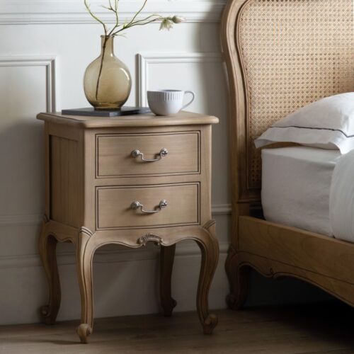 Weathered Finish Mindy Wood Bedside Drawers/Table - French Chic - Image 2