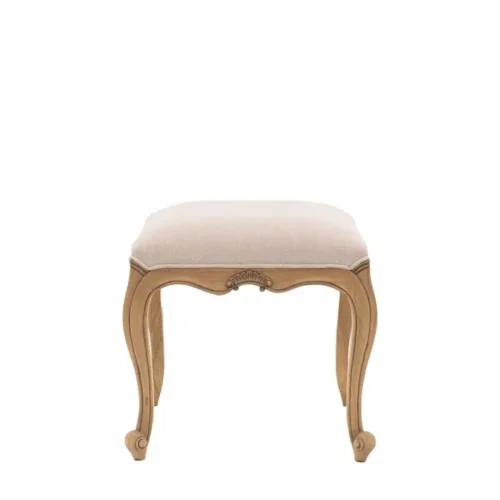 Weathered Finish Mindy Wood Linen Seat Pad Dressing Stool - French Chic - Image 7