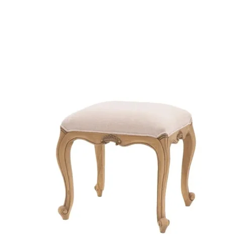 Weathered Finish Mindy Wood Linen Seat Pad Dressing Stool - French Chic - Image 3