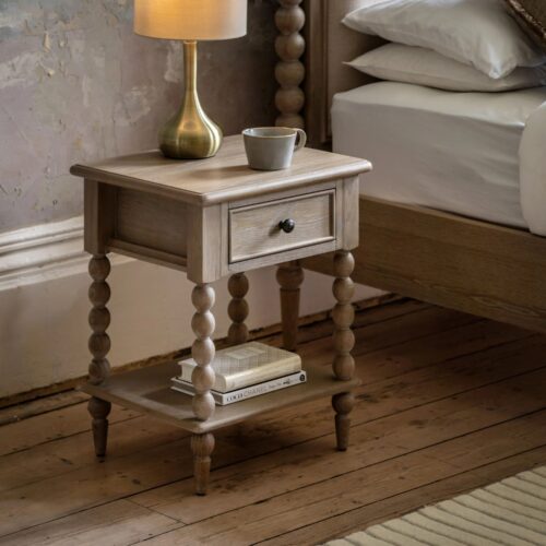 Arti Lime-wash Finish Oak Bedside Table - Image 2
