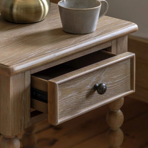 Arti Lime-wash Finish Oak Bedside Table - Image 4