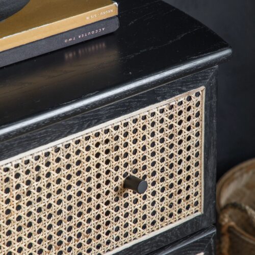 Black Oak and Rattan 3 Drawer Chest - Image 3