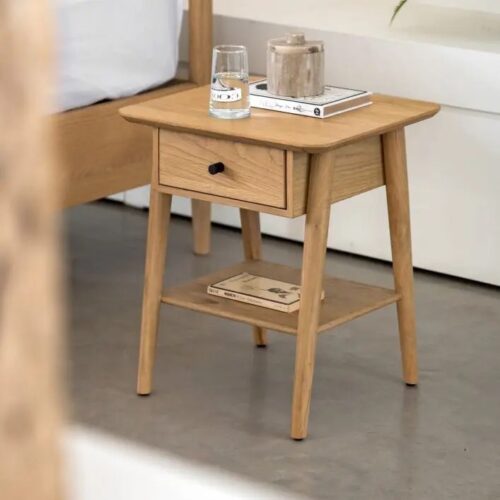 Stylish Oak Bedside Table - Image 2