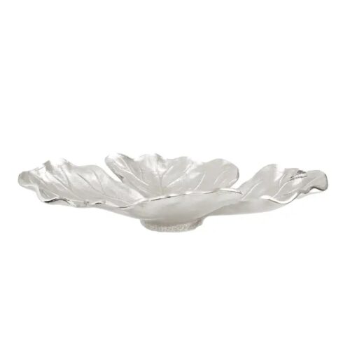 Handcrafted Abstract Leaf Dish – Nickel Finish - Image 7