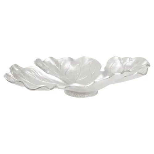 Handcrafted Abstract Leaf Dish – Nickel Finish - Image 4