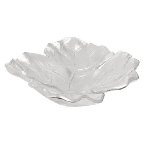 Handcrafted Abstract Leaf Dish – Nickel Finish - Image 6