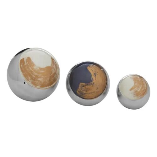 Decorative Balls – Set of 3 Aluminium Brushstroke Accents - Image 3